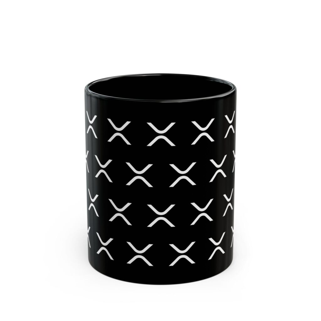 XRP Logo Zwart Mok — Crypto Pattern Keramische Mok (11oz, 15oz) crypto mok en blockchain drinkfles
