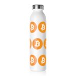 Bitcoin Logo Slim Water Bottle — Crypto Pattern Stainless Steel Bottle crypto mug and blockchain drinkware