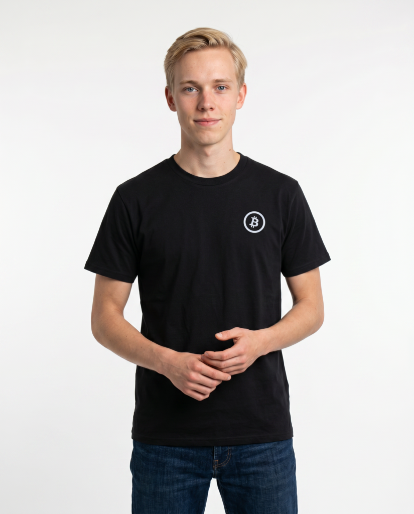 Bitcoin Logo Chest Tee — Minimal Crypto T‑Shirt crypto t-shirt for Bitcoin and Web3 culture