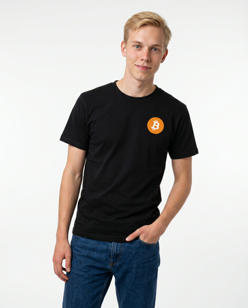 Bitcoin Logo White Tee — Minimal Crypto T-Shirt crypto t-shirt for Bitcoin and Web3 culture