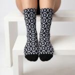 Bitcoin Pattern Sublimation Socks — Crypto Coin Black & White Crew Socks crypto socks for Bitcoin and Web3 holders
