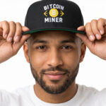 Bitcoin Miner Embroidered Flat Bill Cap crypto hat for Bitcoin and Web3 streetwear
