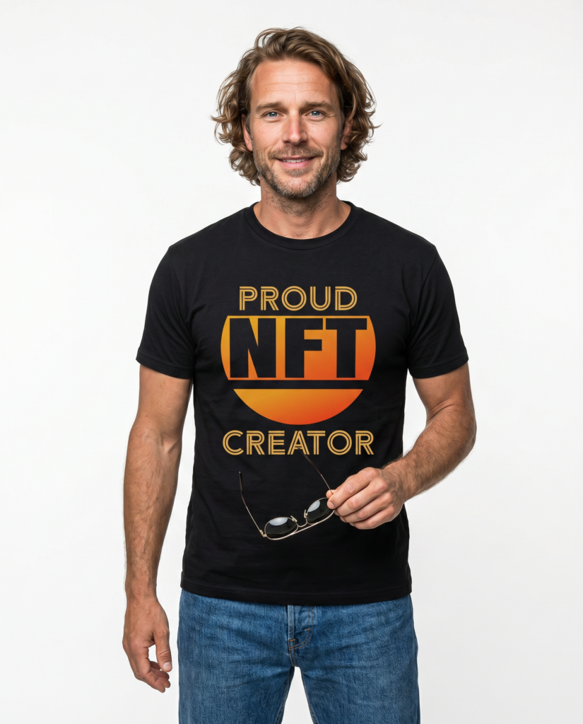 Proud NFT Creator T-Shirt — Retro Orange Crypto Art Tee for Digital Artists & Collectors crypto t-shirt for Bitcoin and Web3 culture