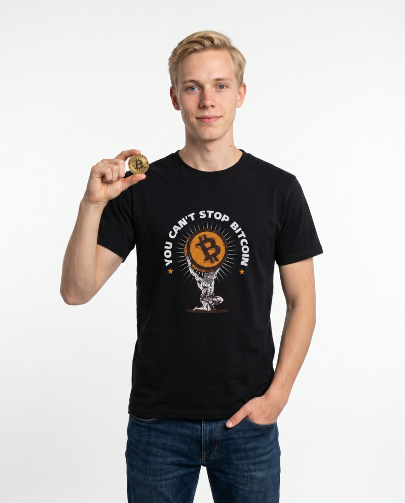 Bitcoin T‑Shirt — "You Can't Stop Bitcoin" Tee (Crypto Enthusiast Gift) crypto gift for traders and Web3 builders